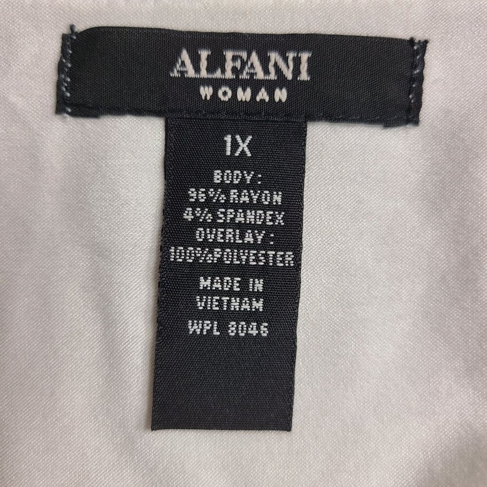 Alfani Women Short Sleeves Top Blouse White Beaded Size 1X A498 - Picture 6 of 10
